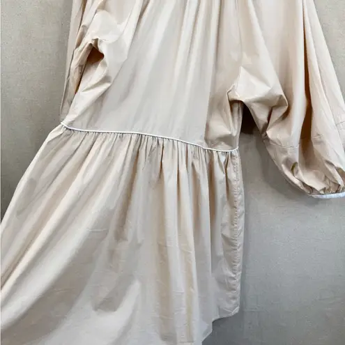 STAUD Women's Beige Puff Sleeve Mini Dress Size L Casual 3/4 Sleeve