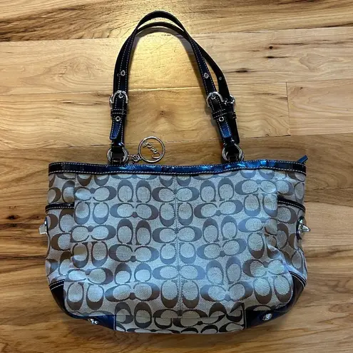 Coach Authentic  Pleated East West Gallery Signature Handbag Brown with bag EUC - Image 6