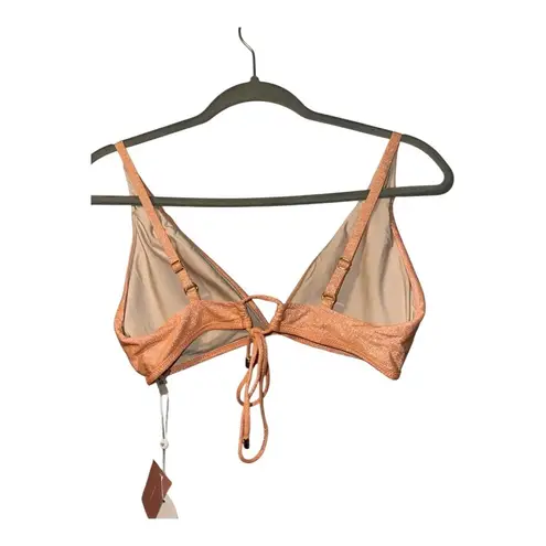 PQ Peach Metallic Skylar Bikini Top, Large Orange