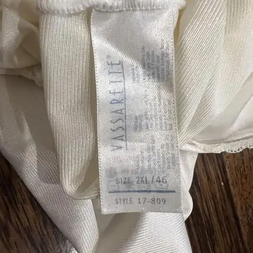 Vassarette  2XL 44 46 White Satin Long Slip Dress Chemise Lingerie Vtg Oversized - Image 5
