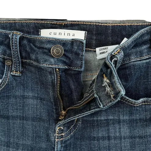 Eunina JRS SZ 1 Jude Skinny Ankle Jeans Mid-Rise Distressed Stretch Frayed Blue