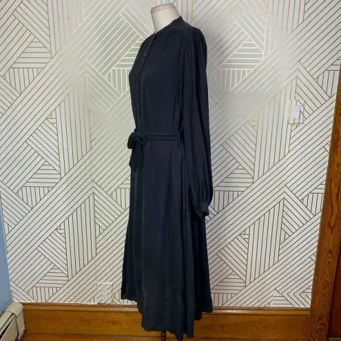 Equipment Femme Francois Silk Shirt Button Down Dress in Black Size US Medium