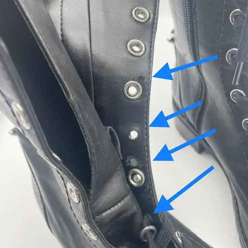 Schutz Maurissa Black Leather Lug Sole Lace-up Heeled Combat Boots Womens Size 8