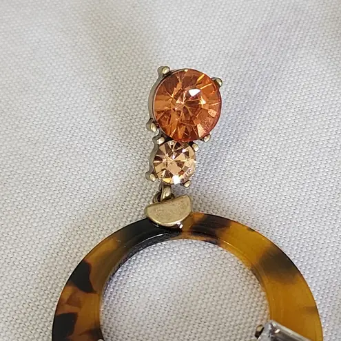 Acrylic Tortoise with Multi Color Stones Drop Earrings