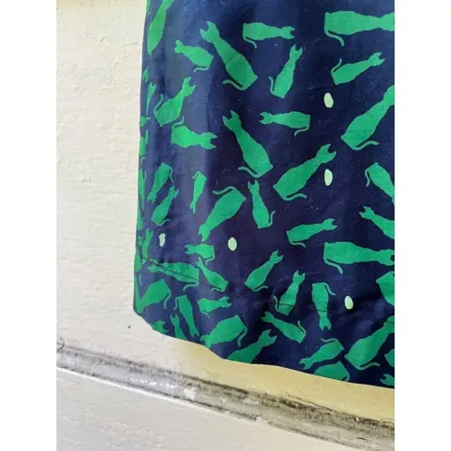 Essaye Surface Art Australian navy green Siamese cat print mini circle skirt XS