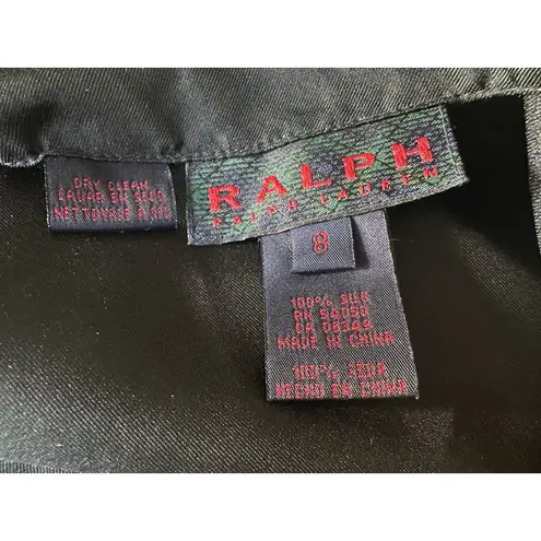 Ralph Lauren  Silk Ruffle Skirt Black Size 8 Y2K Tiered Evening Party Midi