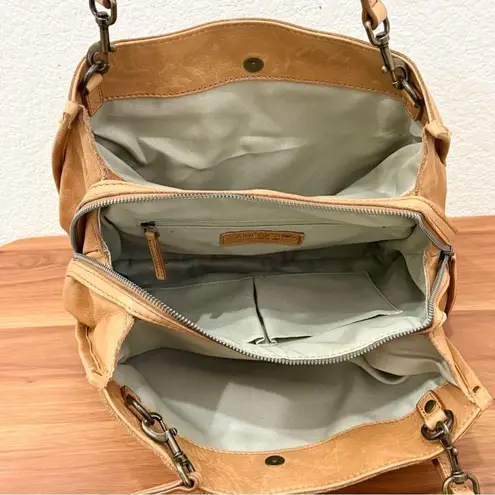 American Leather Co. Lenox Triple Entry Cafe Latte Satchel Double Strap Shoulder Tan