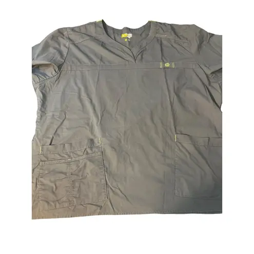 Wonder Wink Flex Professional Grey Medical Scrub Top Short Sleeves Size 3X Green