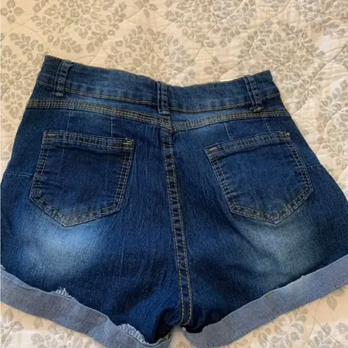 Denim Distressed high waisted juniors Shorts size medium Blue