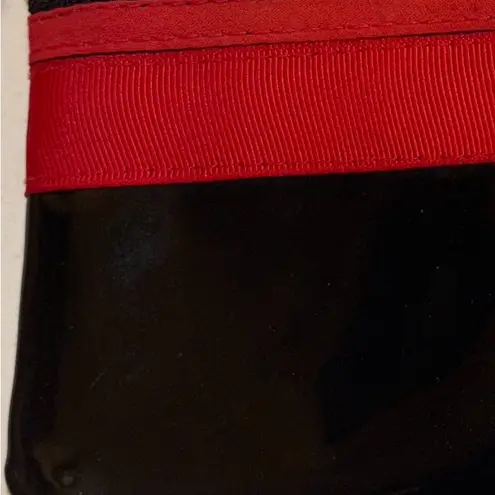 RED AND BLACK AND WHITE CLUTCH/WRISTLET SILVER HARDWARE BLACK PATENT LEATHER - Image 10