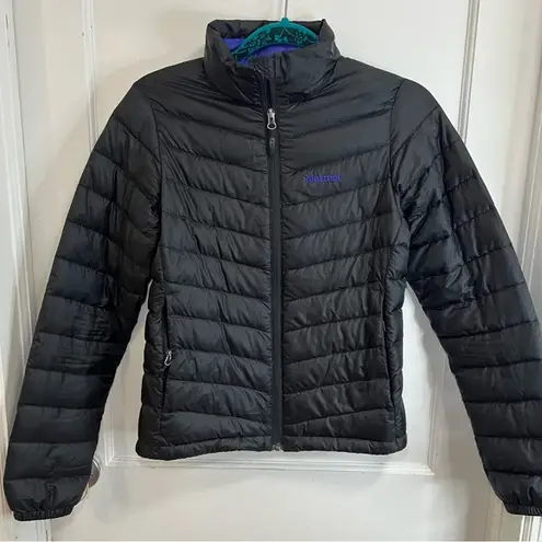 Marmot  700 Fill Women's Jacket Duck Down Size XS Black Quilted Puffer Full zip