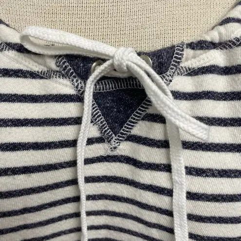 Hard Tail Forever Womens Size Small Striped Terry Top Relaxed Nautical Casual Blue