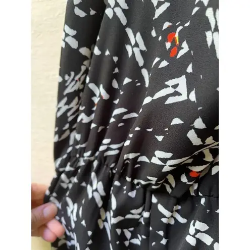 Eight Sixty women’s retro acid print v neck wrap halter black white jumpsuit M