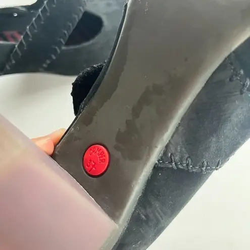 Camper Black Leather Mary Jane Heels Shoes Womens Size 37 US Size 7 Pump