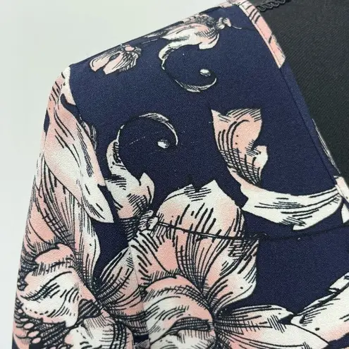 Boston Proper Long Sleeve Surplice Navy Floral Romper Size Small Shorts