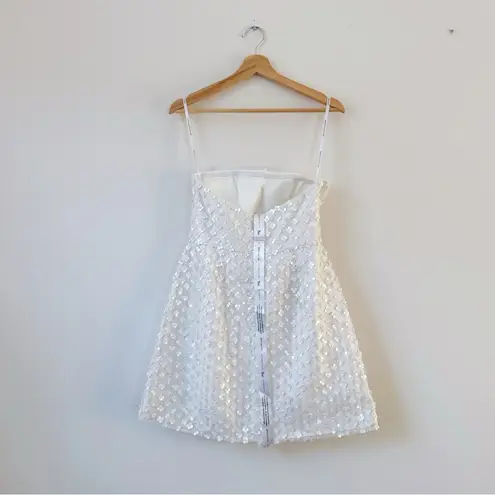 Dessy Collection Imitation Pearl Sequin Mesh Strapless Minidress White Size 4 - Image 8