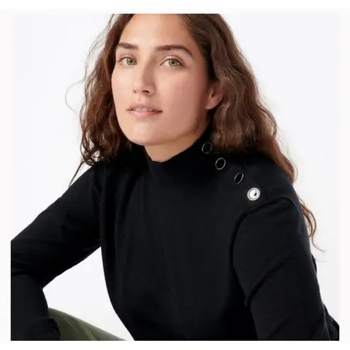 J.Crew  Silk Blend Shoulder Button Turtleneck Sweater Top in Black Size XS #AQ555 - Image 1