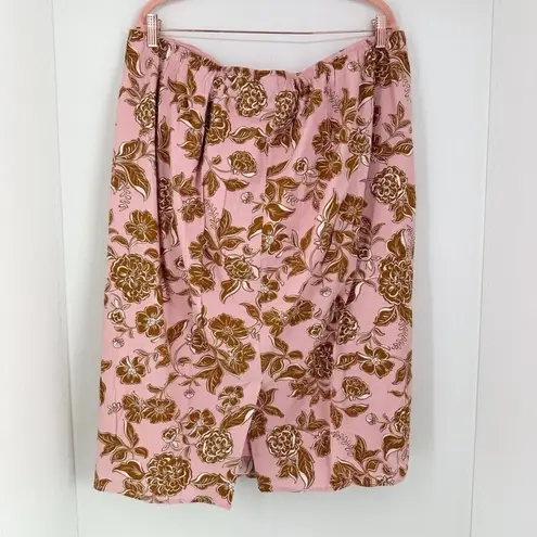 Lane Bryant  Floral Midi Skirt Blouse Womens 18 20 Pink Cottage Core Puff Sleeve