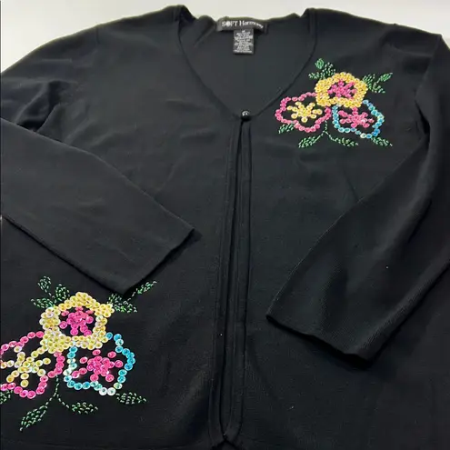 Black Floral Embellished Women's Sweater Size M