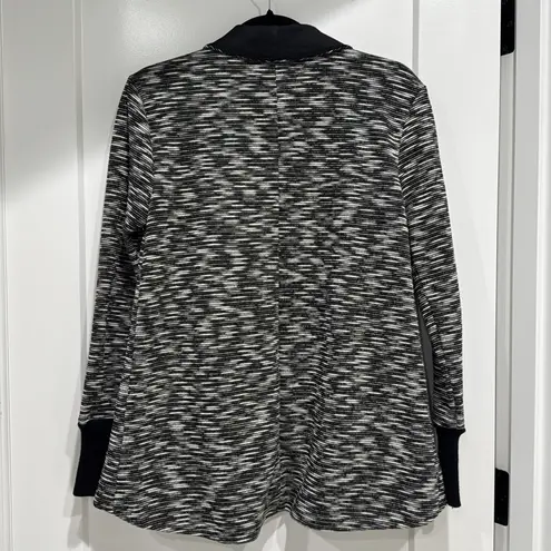 Ellen Tracy open front cardigan black and white woven cotton blend size M