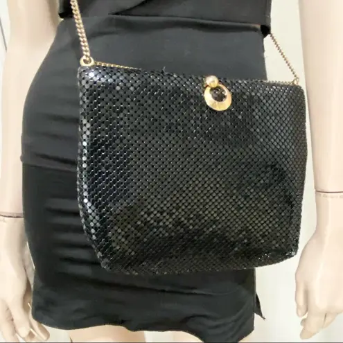 Whiting & Davis Vintage Black Mesh Chain Strap Convertible Evening Bag