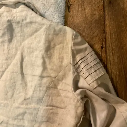 Sundance Jacket Womens Medium Lambskin Leather Linen Cream Zipper Moto Soft