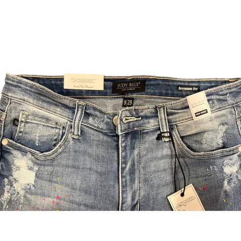 Judy Blue NWT W 9/29 High-Rise Destroyed Confetti Paint Boyfriend Jeans