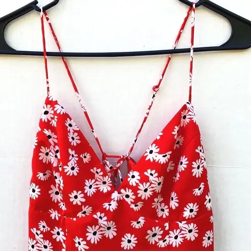 BriDGE Womens medium red Sleeveless Floral strappy spring sleeveless sun dress