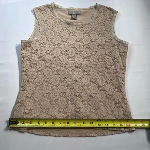 Kate Hill Vintage 90's Womens Petite brown tan rose floral lace lined tank Sz M