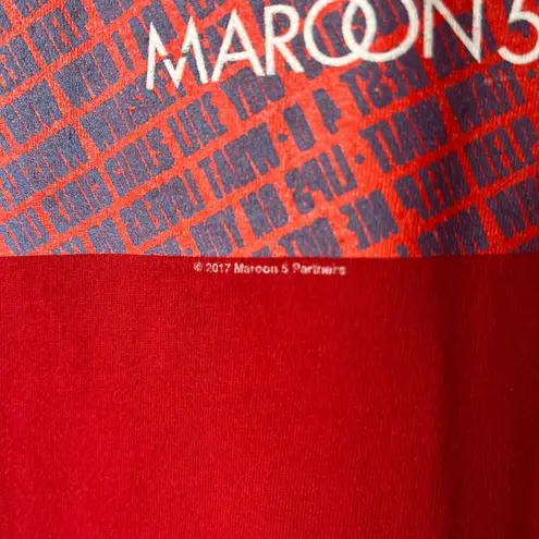 Los Angeles Apparel 2017 Maroon 5 T Shirt Womens Red Small S Graphic Tee Pop Band 100% Cotton Solid