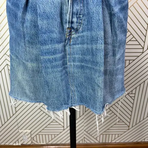 RE/DONE Attico Sculptural Folds Denim Skirt in Indigo Blue Size US 26