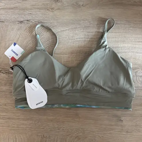 prAna Swim Top Willow Falls Reversible Mirage Blue Print Green Bikini Top Small