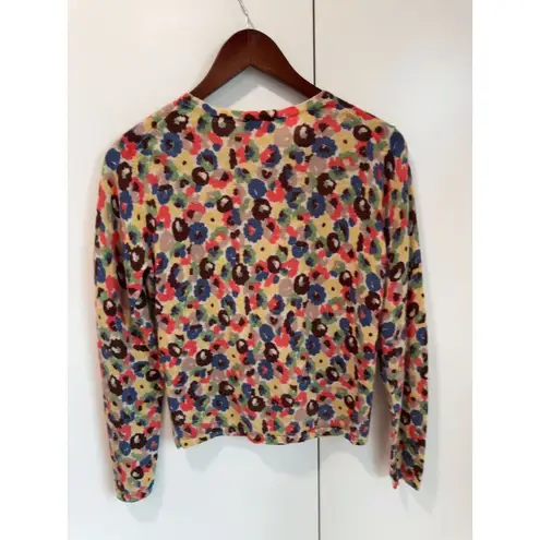 Vintage y2k Cardigan Sweater Size M Slim Fit Wool Light Weight Multi Color Yellow Size M