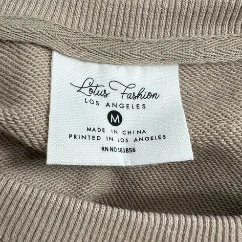 Lotus Fashion Nashville Graphic Sweatshirt size Medium Long Sleeves Taupe Crew Tan