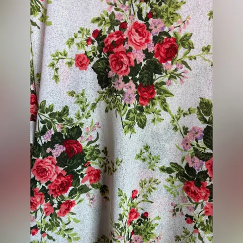 Vintage Havana Cream Rose Print Gauze Burnout Cowl Neck Hooded Pullover L Red Size L