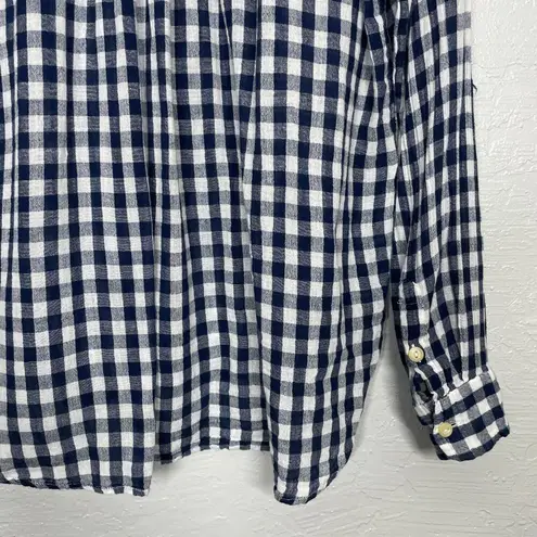 Denim & Supply Ralph Lauren  Women M Blue White Gingham Plaid Shirt Long Sleeve