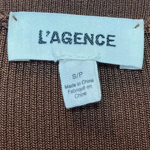 L'Agence L’AGENCE Lucas Long Cardigan Rib Knit Brown Nylon Stretch Bell Sleeves Womens S