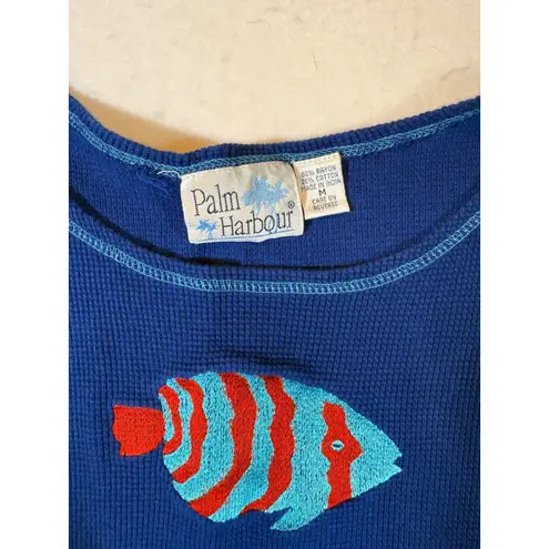 Palm Harbour Women's Blue Fish Print Maxi Dress M Size M