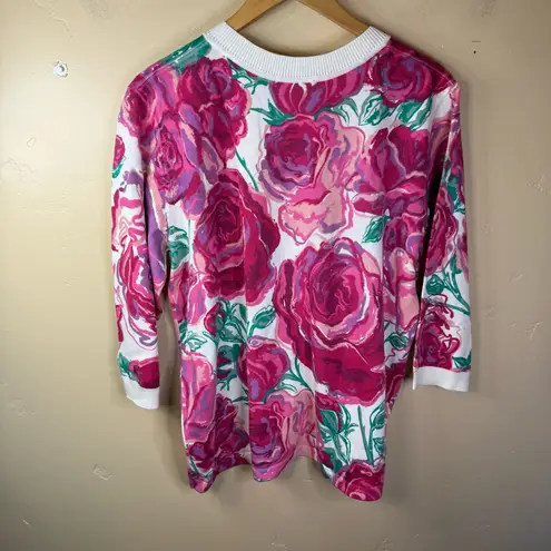 Bob Mackie NWT Wearable Art Womens Floral Cardigan Sweater Size L Lovely Roses