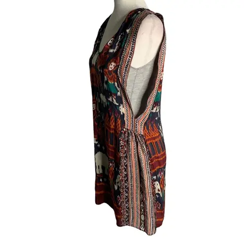 Calypso St. Barth Ikat Silk Mini Dress XS Blue Elephants Scoop Neck Sleeveless