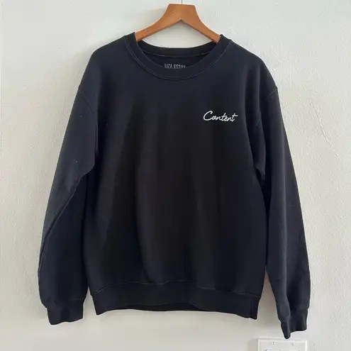 Liza Koshy Crewneck Sweatshirt, Black “Content”, size Large