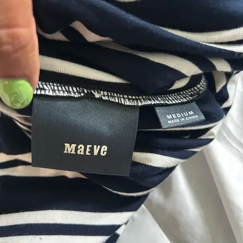 Maeve Anthropologie | striped turtleneck swing dress