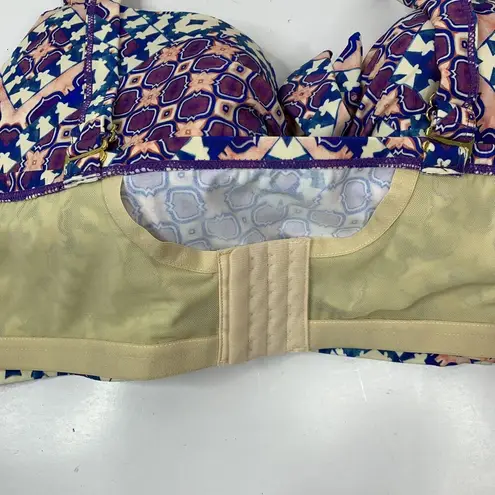 Swimsuits For All Plus 46C Underwire Bikini Swim Top Tile Print Keyhole Detail Size XL