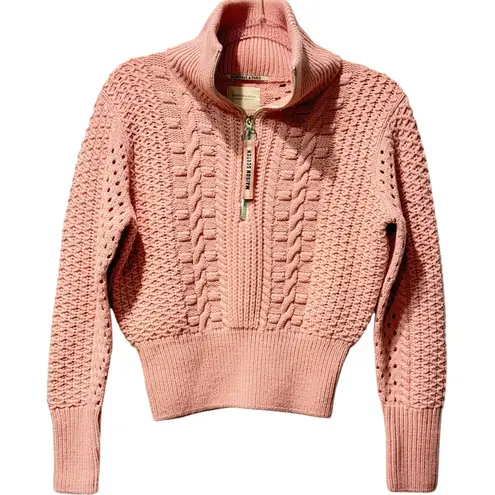 Scotch & Soda Maison Scotch Pink Chunky Knit Funnel Half-Zip Anorak Sweater XS