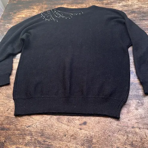 Draper's & Damon's pullover black beaded Sweater size extra Large long sleeve