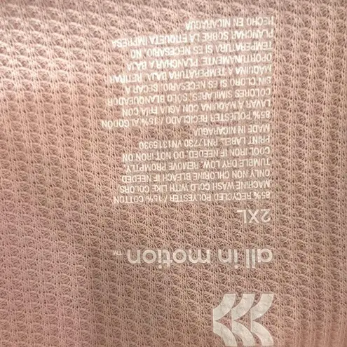 All In Motion Women’s 2XL Long Sleeve Waffle Knit Rose Pink Shirt Top NWT