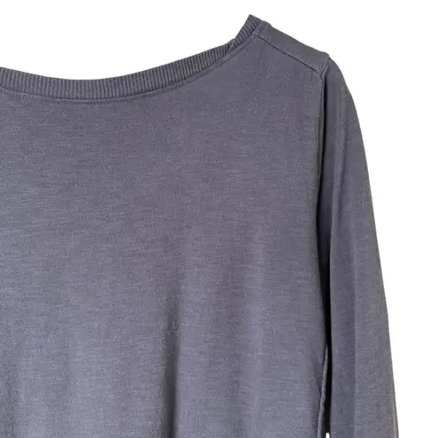 Pact 100% Organic Cotton Boatneck 3/4 Sleeve T-Shirt Top in Gray, Size Small