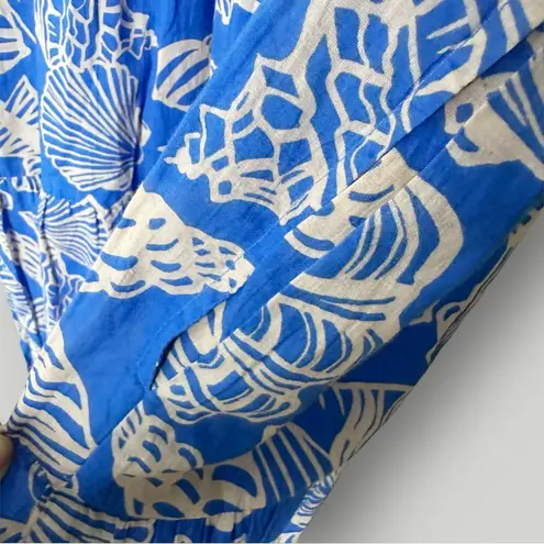 Sunshine Tienda Blue Shell Print Cotton Dress V
