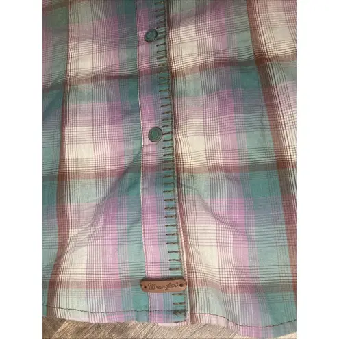 Wrangler  Womens Med Western Pearl Snap Long Sleeve Embroidered Cowgirl Logo