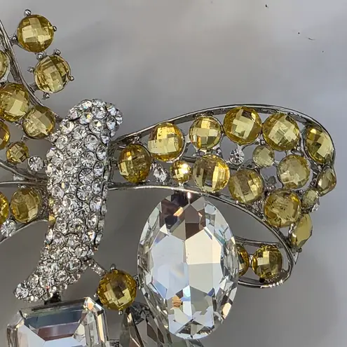 Large Vintage Bow Brooch Pin Yellow